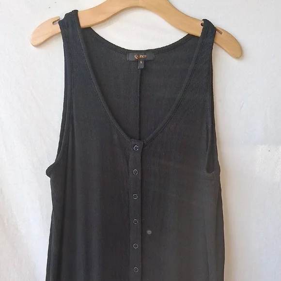 Quince Tencel Rib Maternity & Nursing Jumpsuit Black S - Picture 2 of 9